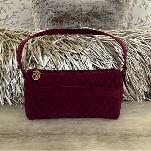 VERA BRADLEY Microfiber Hawthorn Rose Pink Small Shoulder Bag Quilted Baguette